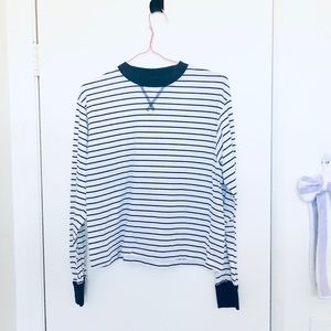 Brandy Melville Navy White Striped Long Sleeve Top
